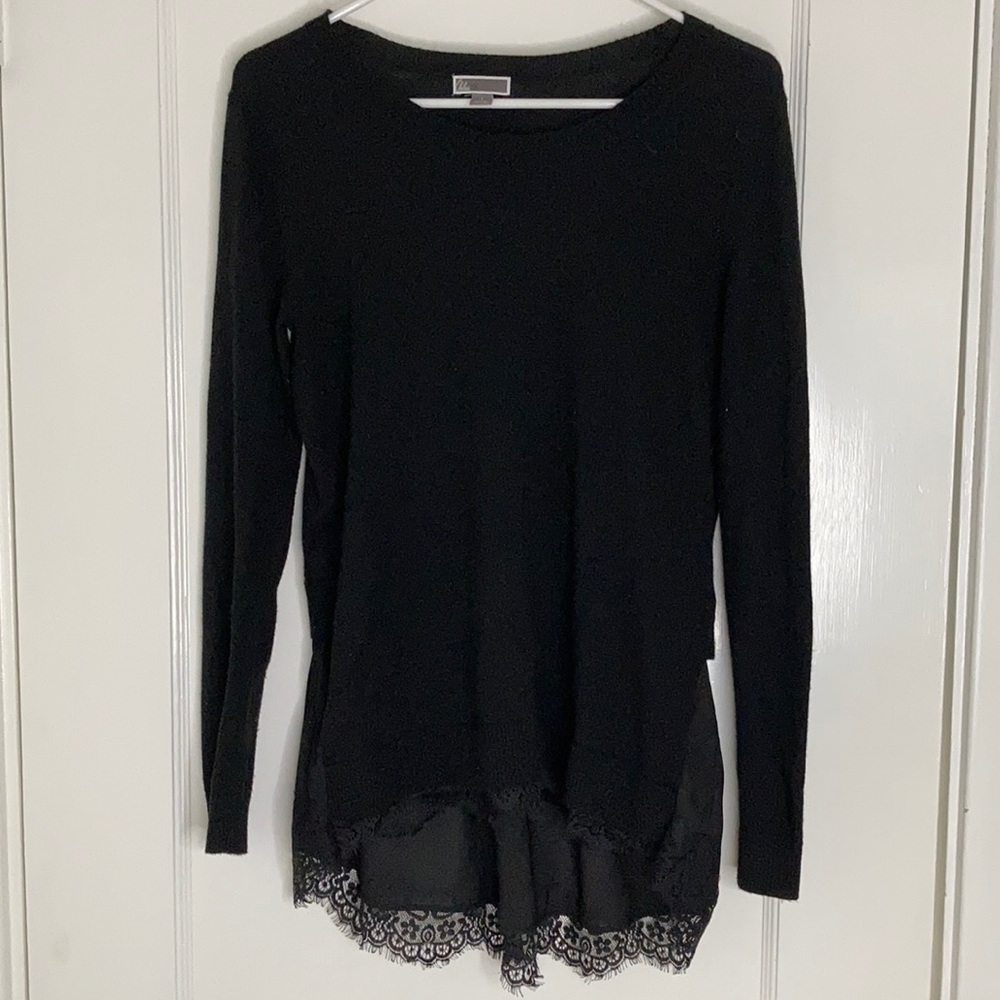 Chelsea28 Black Lacey Woven Sweater